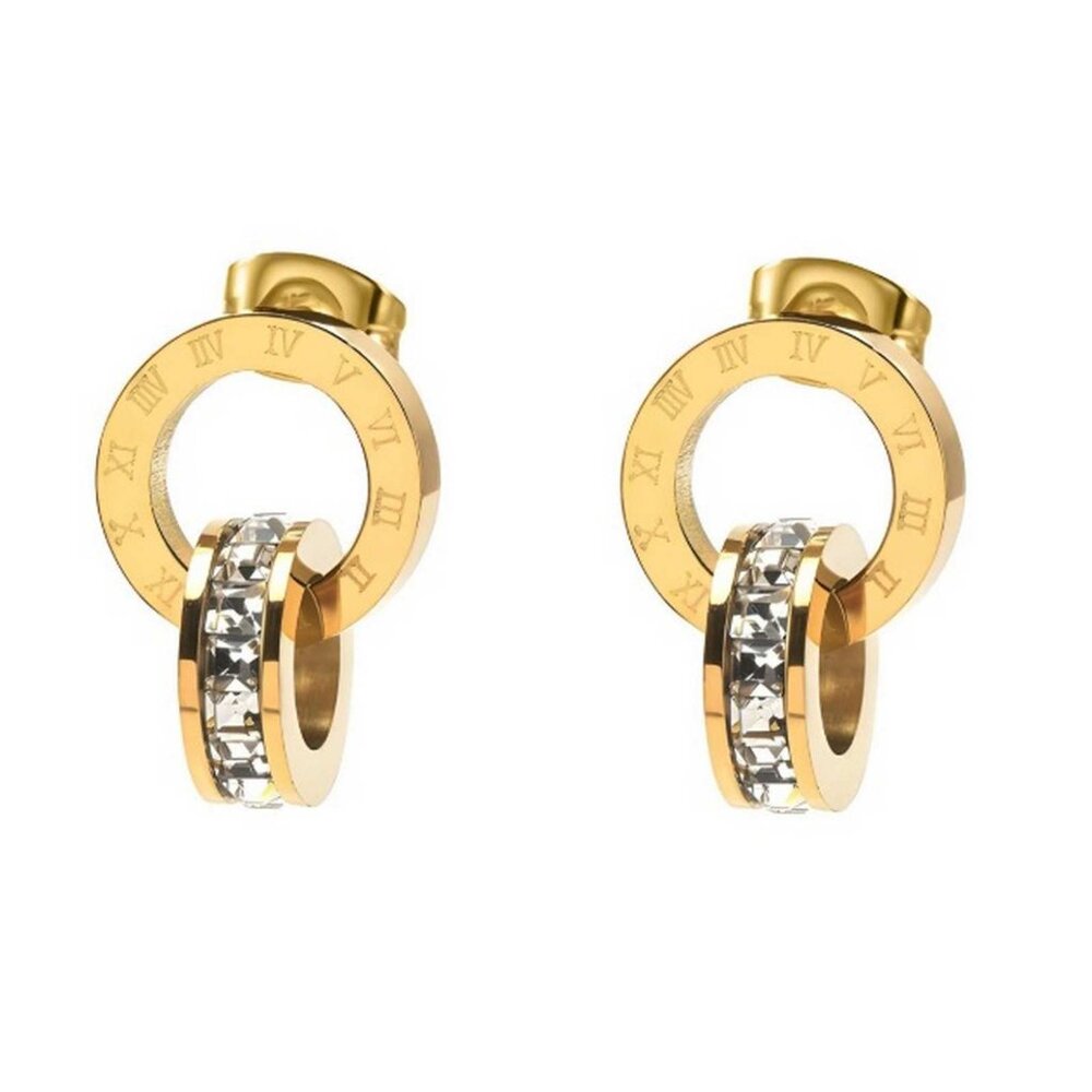 Earrings 18K Gold Plated Steel w/Rhinestones